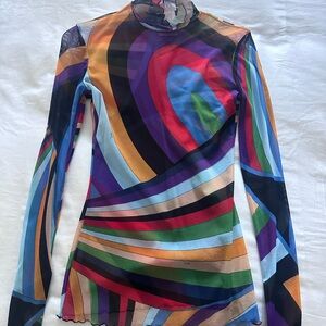 Emilio Pucci Multicolor Abstract sheer top